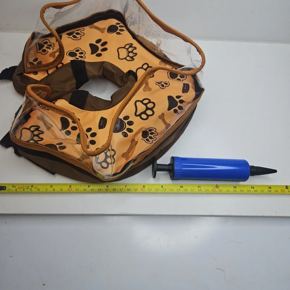 Pet Recovery Collar With Pump with Paw Print Design